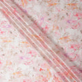 White Pink Abstract Print Pure Silk Satin Fabric, 140 Cms Width, South Korea-D25226