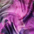 Purple Multicolor Abstract Print Pure Silk Satin Fabric, 140 Cms Width, South Korea-D25227