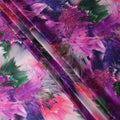 Purple Multicolor Abstract Print Pure Silk Satin Fabric, 140 Cms Width, South Korea-D25227