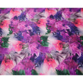 Purple Multicolor Abstract Print Pure Silk Satin Fabric, 140 Cms Width, South Korea-D25227