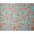 Turquoise Multicolor Abstract Print Pure Silk Satin Fabric, 140 Cms Width, South Korea-D25228