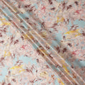 Light Blue Multicolor Abstract Print Pure Silk Satin Fabric, 140 Cms Width, South Korea-D25229