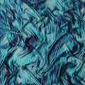 Teal Blue Abstract Print Pure Silk Satin Fabric, 140 Cms Width, South Korea-D25232