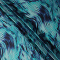 Teal Blue Abstract Print Pure Silk Satin Fabric, 140 Cms Width, South Korea-D25232