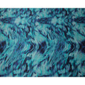 Teal Blue Abstract Print Pure Silk Satin Fabric, 140 Cms Width, South Korea-D25232
