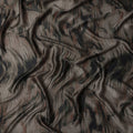 Brown Black Abstract Print Pure Silk Satin Fabric, 140 Cms Width, South Korea-D25230