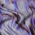 Purple Black Abstract Print Pure Silk Satin Fabric, 140 Cms Width, South Korea-D25231