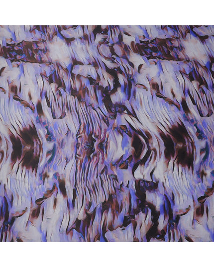 Purple Black Abstract Print Pure Silk Satin Fabric, 140 Cms Width, South Korea-D25231