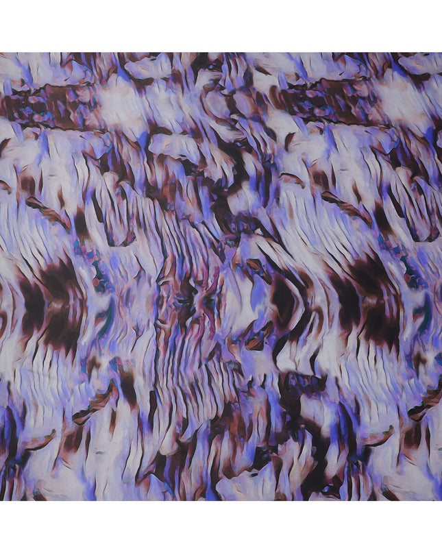 Purple Black Abstract Print Pure Silk Satin Fabric, 140 Cms Width, South Korea-D25231