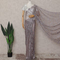 Dusty Lavender Grey French Chantilly Lace Saree