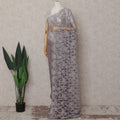 Dusty Lavender Grey French Chantilly Lace Saree