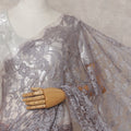 Dusty Lavender Grey French Chantilly Lace Saree