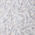 White Base Lavender and Blue Floral Leaf Embroidery Cotton Voile Fabric, 110 Cms, India-D24673