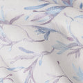 White Base Lavender and Blue Floral Leaf Embroidery Cotton Voile Fabric, 110 Cms, India-D24673