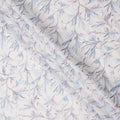 White Base Lavender and Blue Floral Leaf Embroidery Cotton Voile Fabric, 110 Cms, India-D24673