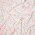 White Base with Pink and Peach Floral Leaf Embroidery Cotton Voile Fabric, 110 Cms Width, India-D24672