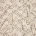 Beige Base Subtle Floral Stem Embroidery Cotton Voile Fabric, 110 Cms, India-D24674