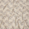 Beige Base Multi-Tone Floral Stem Embroidery Cotton Voile Fabric, 110 Cms, India-D24675