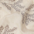 Beige Base Multi-Tone Floral Stem Embroidery Cotton Voile Fabric, 110 Cms, India-D24675