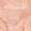 Peach Floral Motif Cotton Voile Embroidery Fabric, 110 cm Width, Made in India-D24681
