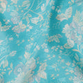 Turquoise Blue Traditional Sudanese Thobe Fabric with Soft Multicolor Floral Print, Pure Cotton Voile, 4.5 Mtrs Length, 140 Cms Width, Made in India-D26403