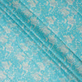 Turquoise Blue Traditional Sudanese Thobe Fabric with Soft Multicolor Floral Print, Pure Cotton Voile, 4.5 Mtrs Length, 140 Cms Width, Made in India-D26403