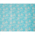 Turquoise Blue Traditional Sudanese Thobe Fabric with Soft Multicolor Floral Print, Pure Cotton Voile, 4.5 Mtrs Length, 140 Cms Width, Made in India-D26403