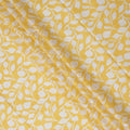 Yellow Traditional Sudanese Thobe Fabric with White Leaf Print, Pure Cotton Voile, 4.5 Mtrs Length, 140 Cms Width, Made in India-D26400