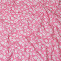 Pink Traditional Sudanese Thobe Fabric with White Leaf Print, Pure Cotton Voile, 4.5 Mtrs Length, 140 Cms Width, Made in India-D26401