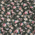 Green Floral Pure Silk Crepe Fabric 110cm - 1065366