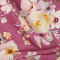 Pink Floral Pure Silk Crepe Fabric 110cm - 1065373