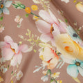 Beige Floral Pure Silk Crepe Fabric 110cm - 1065403