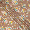 Beige Floral Pure Silk Crepe Fabric 110cm - 1065403