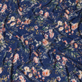 Blue Floral Pure Silk Crepe Fabric 110cm - 1065472