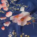 Blue Floral Pure Silk Crepe Fabric 110cm - 1065472
