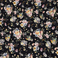 Black Floral Pure Silk Crepe Fabric 110cm - 1065502