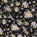 Black Floral Pure Silk Crepe Fabric 110cm - 1065502