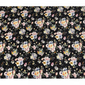 Black Floral Pure Silk Crepe Fabric 110cm - 1065502