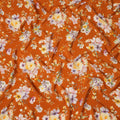 Orange Floral Pure Silk Crepe Fabric 110cm - 1065526