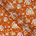 Orange Floral Pure Silk Crepe Fabric 110cm - 1065526