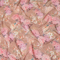 Beige Floral Pure Silk Crepe Fabric 110cm - 1065557