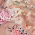Beige Floral Pure Silk Crepe Fabric 110cm - 1065557