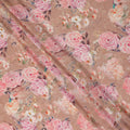 Beige Floral Pure Silk Crepe Fabric 110cm - 1065557