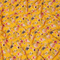 Yellow Floral Pure Silk Crepe Fabric 110cm - 1065564