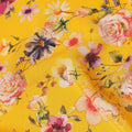 Yellow Floral Pure Silk Crepe Fabric 110cm - 1065564