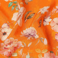 Orange Floral Pure Silk Crepe Fabric 110cm - 1065618