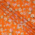 Orange Floral Pure Silk Crepe Fabric 110cm - 1065618