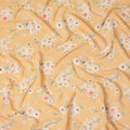 Yellow Floral Pure Silk Crepe Fabric 110cm - 1066165