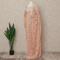 Peach Premium French Metallic Chantilly Lace Saree Fabric, 5.5 Mtrs Length, 110 Cms Width, Crafted in France – Delicate Metallic Floral Lace, Blouse Not Included-D26417