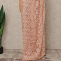 Peach Premium French Metallic Chantilly Lace Saree Fabric, 5.5 Mtrs Length, 110 Cms Width, Crafted in France – Delicate Metallic Floral Lace, Blouse Not Included-D26417